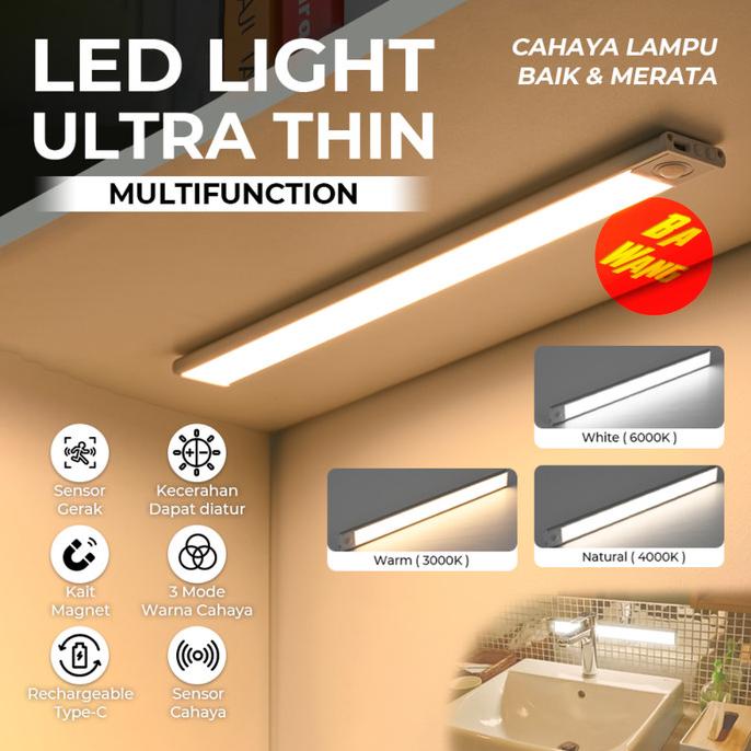 Jual Lampu Malam LED Magnetic Lamp Motion Sensor Lemari Gerak Cabinet ...