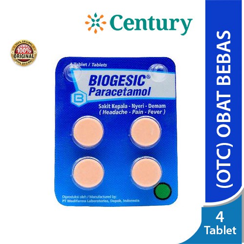 Jual Biogesic 500mg 4 Tablet / Demam / Sakit Kepala / Nyeri / Sakit