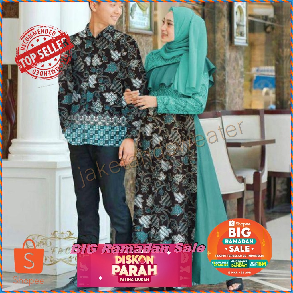 Jual Baju Couple Soft Sage Suami Istri Kekinian Modern Remaja Berhijab