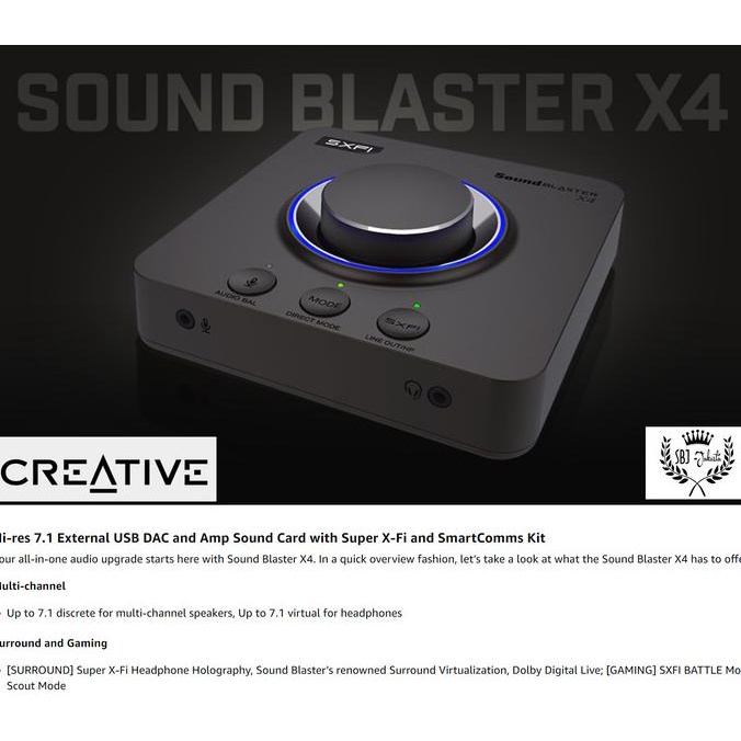 Jual CREATIVE Sound Blaster X4 Hires 7.1 USB DAC Amp Sound Card PS4