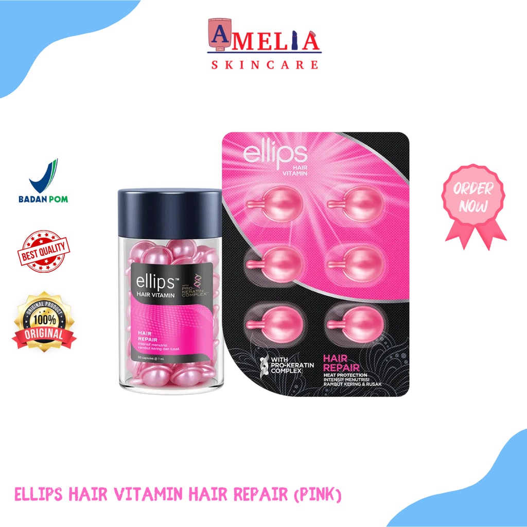 Jual ELLIPS HAIR VITAMIN HAIR REPAIR (PINK) | Shopee Indonesia
