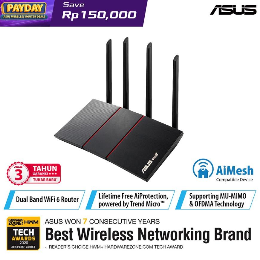 Jual ASUS RT-AX55 Wireless Router Dual Band AiMesh WiFi AX1800 AX55 ...