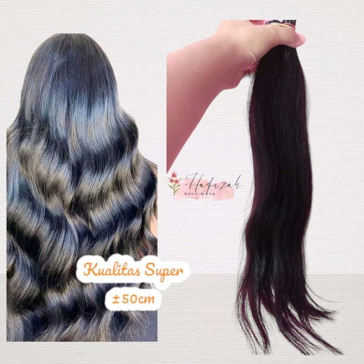 Jual ( SUPER QUALITY - ±50cm ) Hair Extension Rambut Sambung Asli harga ...