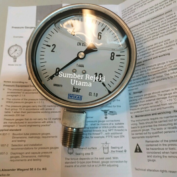 Jual Pressure Gauge Wika Full Stainless Bar Dia Inch Shopee