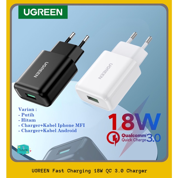 Jual UGREEN Kepala Charger 18W Iphone Android Fast Charging QC 3.0 USB