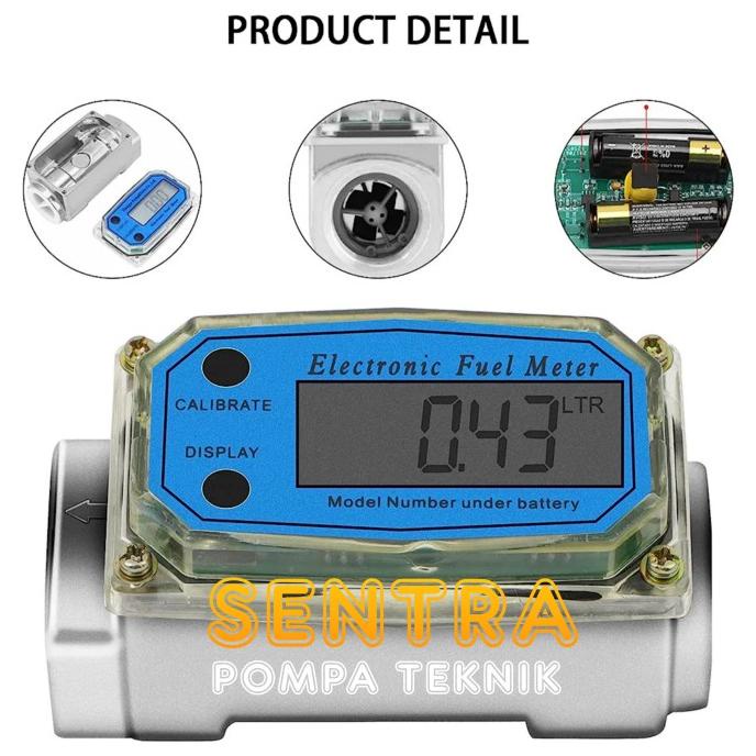 Jual Digital Flow meter Turbine 1 inch Flow meter Air/Solar/Minyak ...