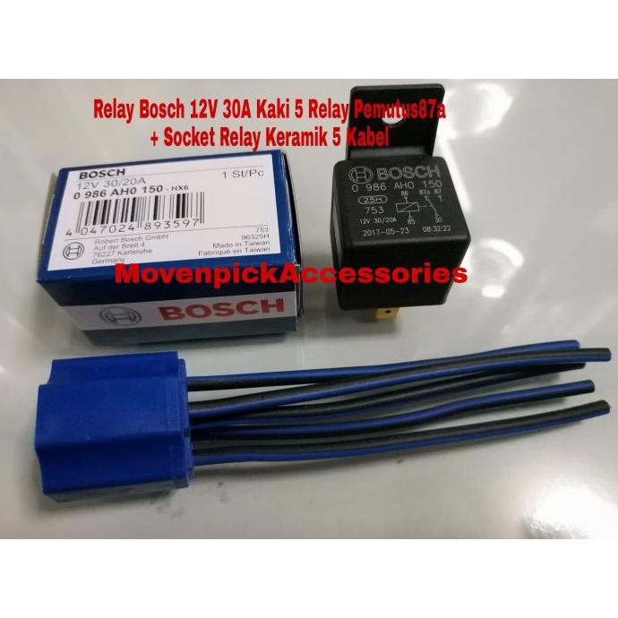 Jual RELAY BOSCH 12V 20/30A KAKI 5 RELAY PEMUTUS 87a+SOCKET RELAY