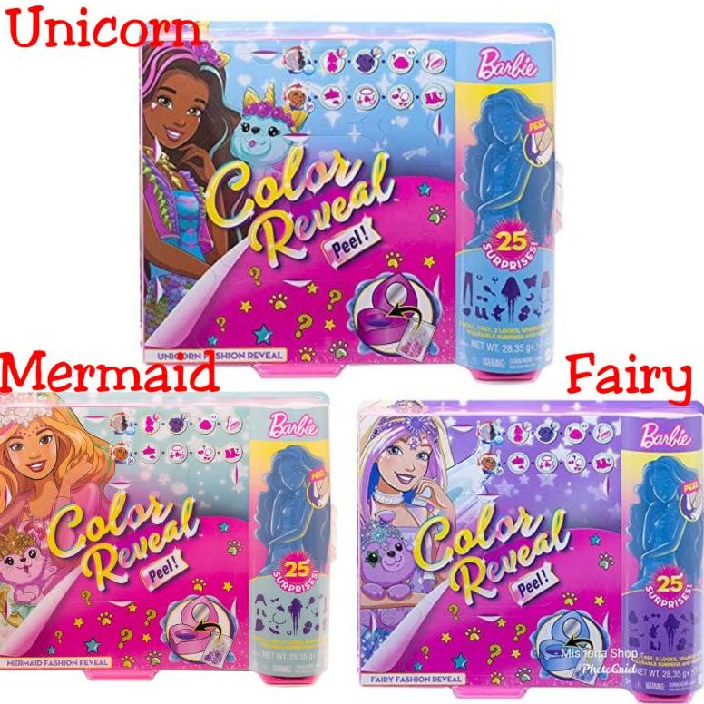 Barbie Color Reveal Peel Mermaid, Unicorn, Fairy Fashion Reveal