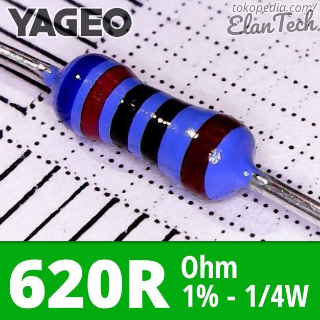 Jual Resistor Yageo 620R 1/4W 1% 0.25W 1/4 W 620 Ohm Elan73c Ayo Beli ...