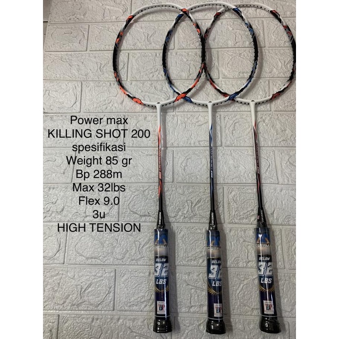 Jual Raket badminton POWER MAX KILLING SHOT 200 high tension 32lbs ...