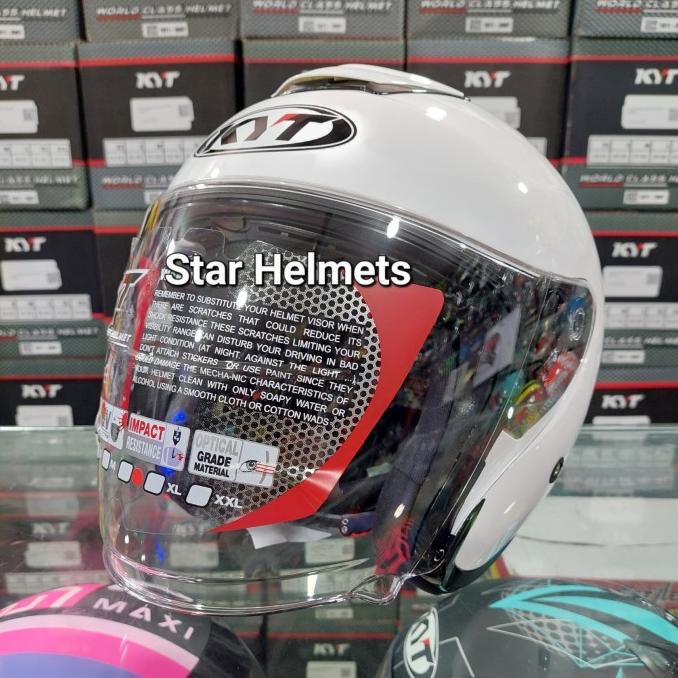 Jual Helm Half Face Kyt Kyoto Solid White Gloss Shopee Indonesia