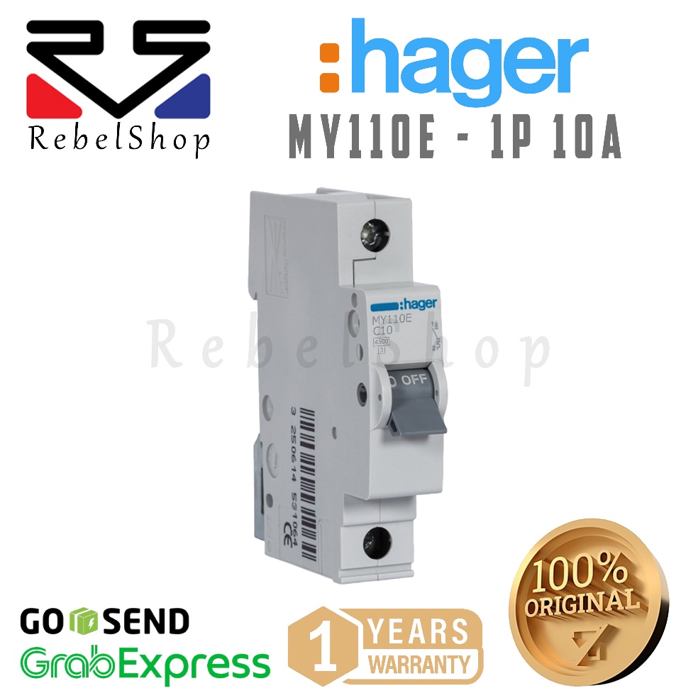 Jual Special Price.. Hager MCB 1P 10A MY110E 4.5kA 1 Phase 10 Ampere ...