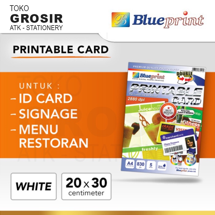 Jual IDCARD ID CARD A4 BLUEPRINT PRINTABLE CARD WHITE PVC DOUBLE SIDE ...