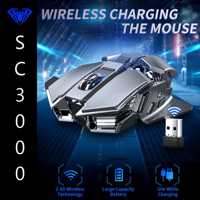 Jual Mouse Gaming AULA Wireless SC-300 Rechargeable Lithium battery 2 ...