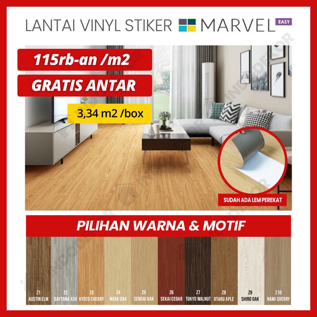 Jual VINYL STICKER MURAH MARVEL KOREA 2MM LANTAI KAYU VINYL LANTAI ...