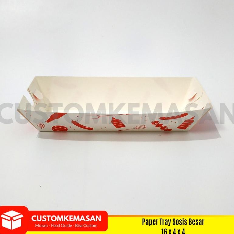 Jual Paper Tray Sosis Kecil, Box Sosis, Kemasan Sosis, Wadah Sosis