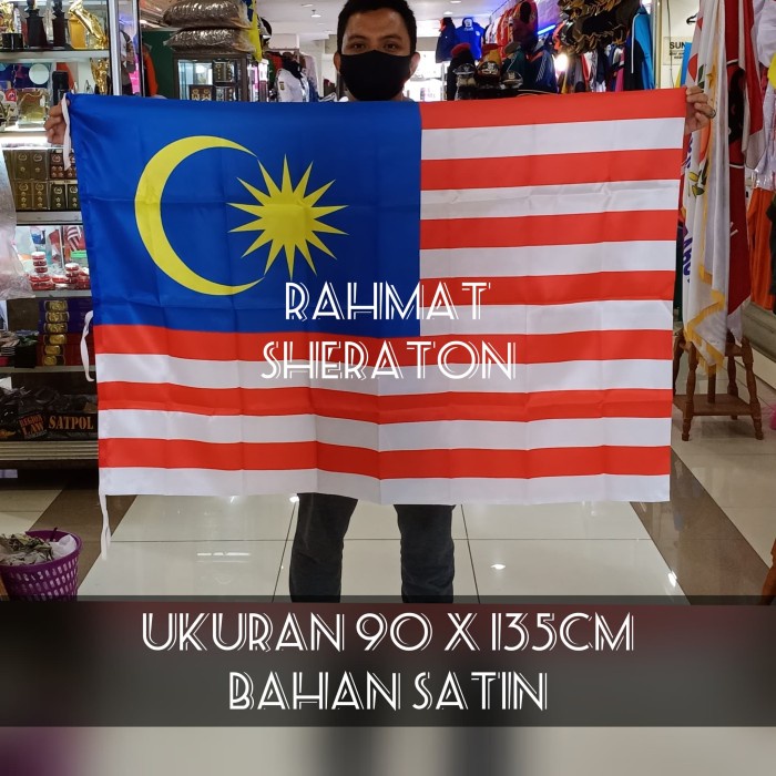 Jual BISA COD Bendera Negara Malaysia Bahan Satin Diprint Ukuran X BENDERA CUSTOM