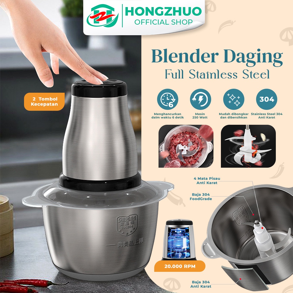 Jual Hongzhuo Blender Chopper Stainless Steel 2L Penggiling Bumbu   Id 11134201 7qul3 Liebkwy0sest8a