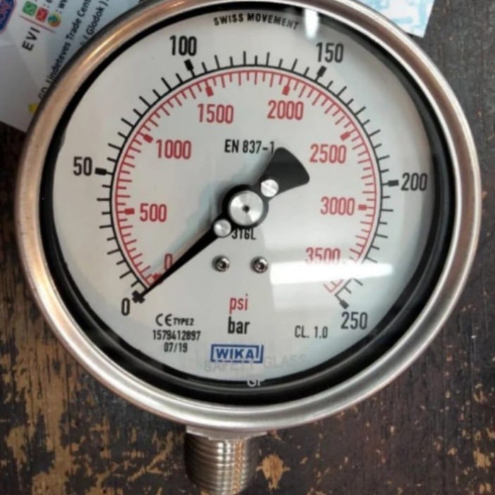 Jual Pressure Gauge Wika 4 Inch 0 250bar0 3500psi Drat 12 Npt Ss Shopee Indonesia 4126