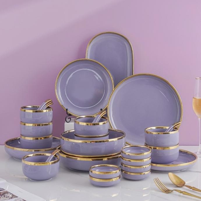 Jual Lilac Gold Plate Set Paket Piring Keramik Cantik Ungu Purple Emas Shopee Indonesia 7942