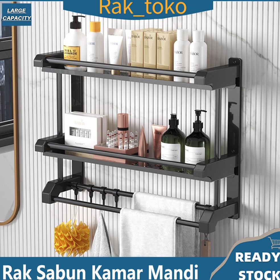 Jual NEW STOCK|| Rak Sabun Kamar Mandi Rak Kamar Mandi Stainless Hitam ...