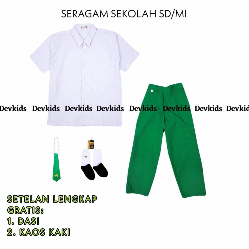 Jual Seragam Sekolah Sd Mi Setelan Lengkap Putih Hijau Laki Laki Baju ...