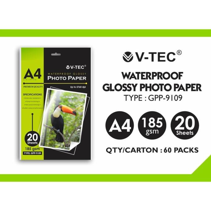 Jual Kertas Foto Glossy V Tec Gpp 9109 A4 185 Gsm Shopee Indonesia