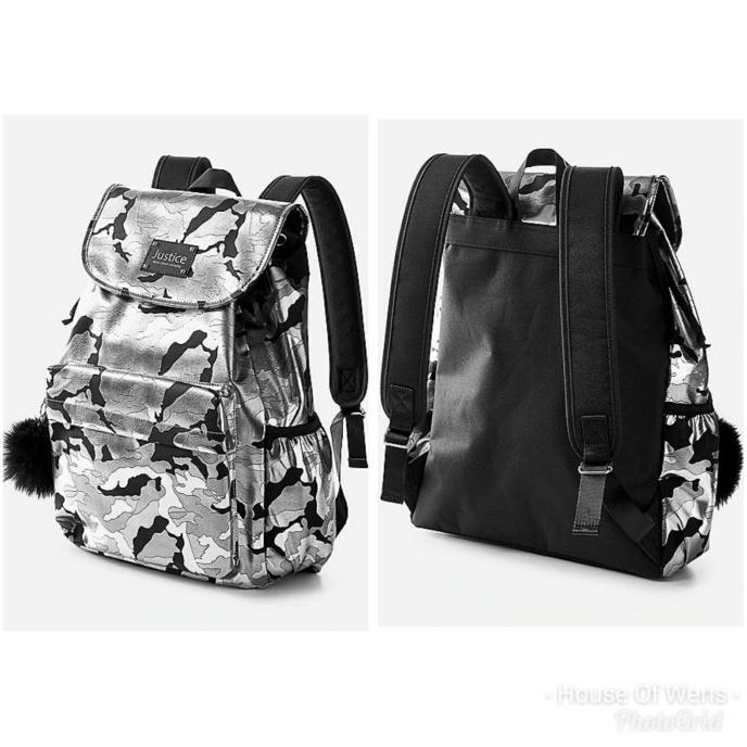 Justice silver camo backpack deals