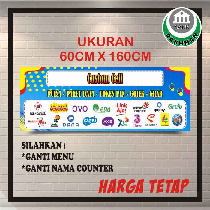 Jual Best Seller Spanduk Banner Konter Ppob Logo Ukuran 60Cm X 160Cm ...