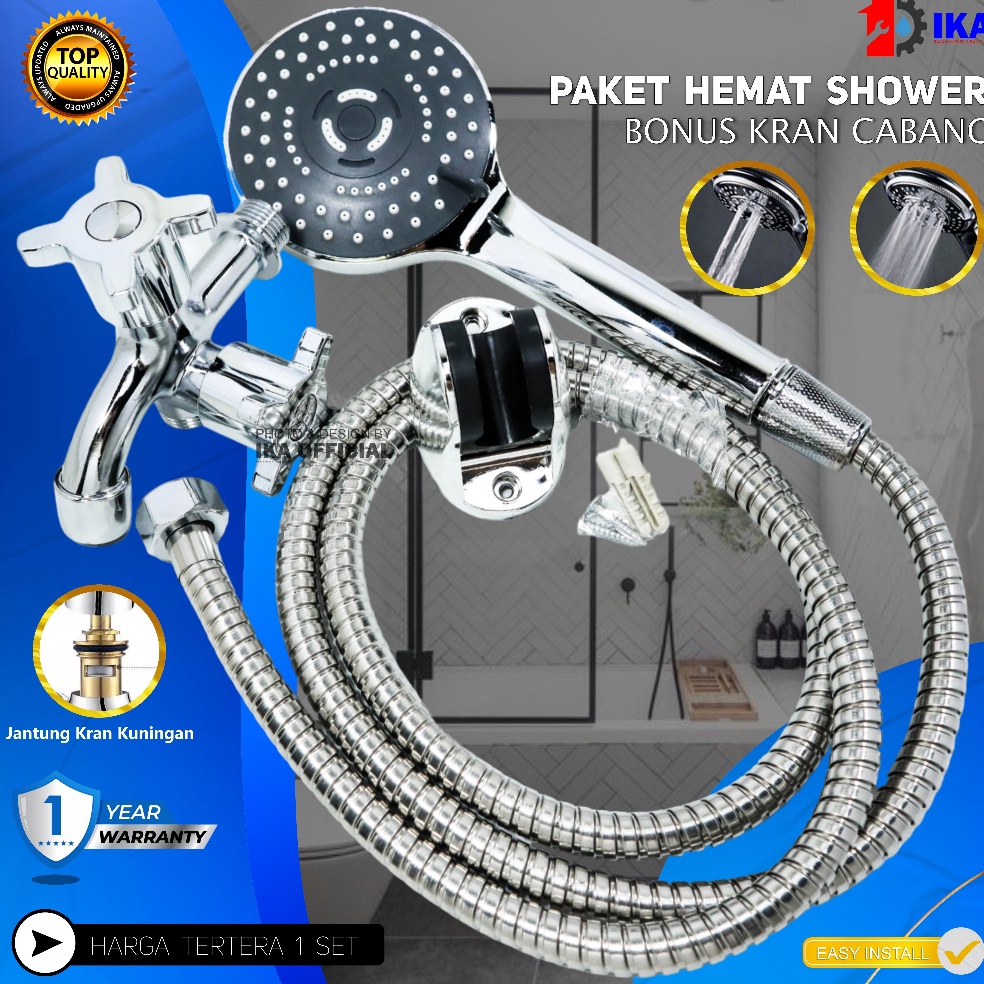 Jual Harga Termuraah Paket Shower Kamar Mandi Dan Kran Shower Cabang 12 Inch Stainless 4047