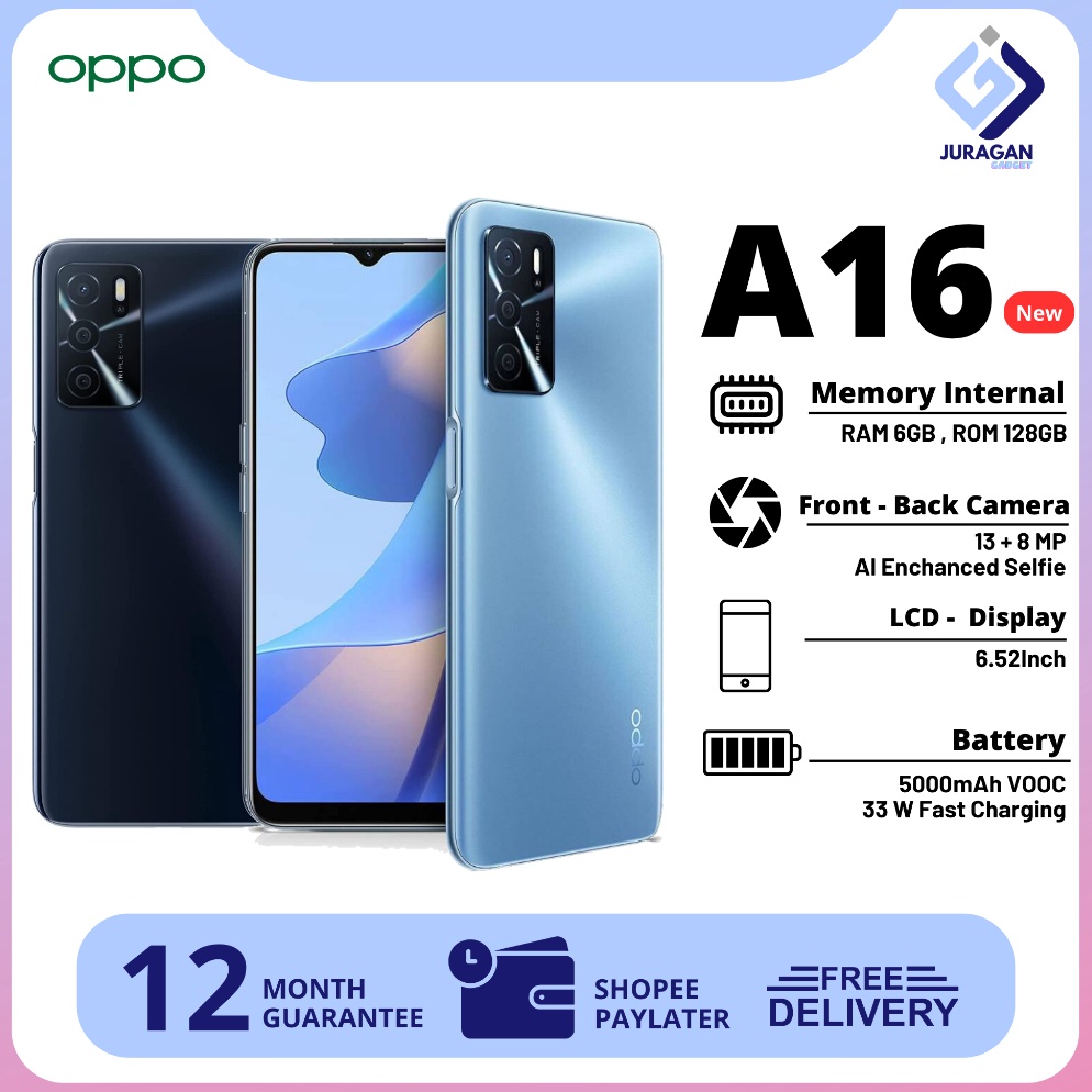 Jual Harga Promo♥Oppo A16 Ram 6/128 GB Smartphone AI Triple Camera ...