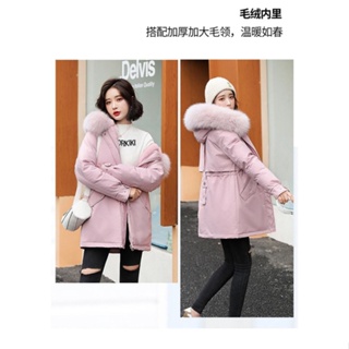 2022 New Winter Jacket Women Parka Fashion Long Coat Wool Liner Hooded  Parkas Slim With Fur Collar Warm Snow Wear Padded Clothes