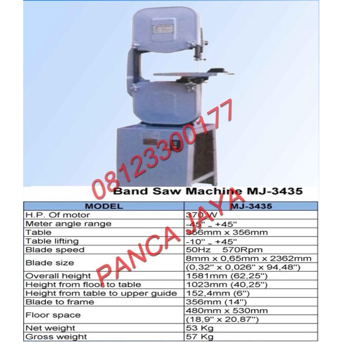 Jual Mesin Potong Kayu / Daging Band Saw 14 Inch Mj3435 Bandsaw