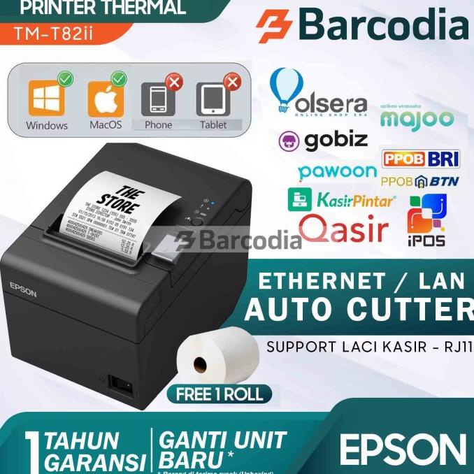 Jual Printer Pos Kasir Thermal Epson Tmt82 Tmt 82 Tm T82 Ethernet Lan Original Shopee 0699