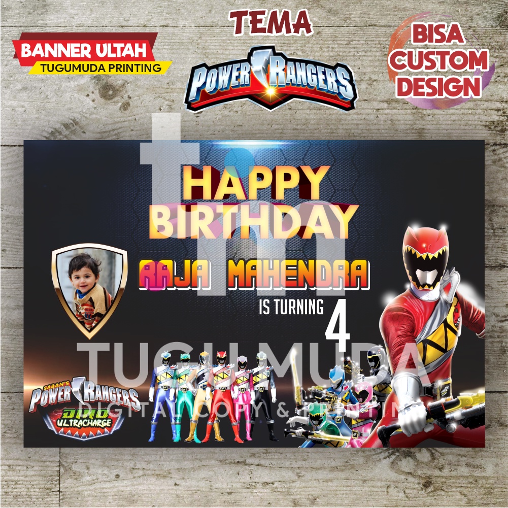 Jual Cetak Banner|Backdrop|Spanduk Ultah/Ulang Tahun Anak-RED RANGERS ...