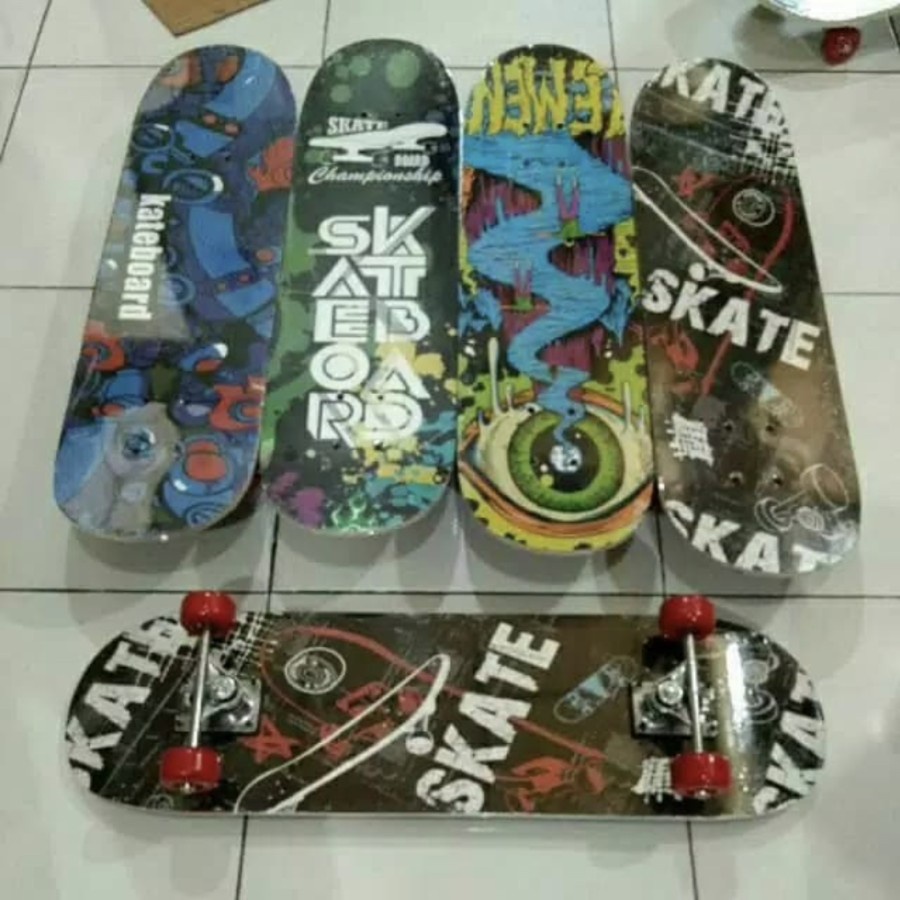 Jual PAPAN LUNCUR SKATEBOARD L FULLSET DEWASA BESAR KAYU GAMBAR MOTIF ...