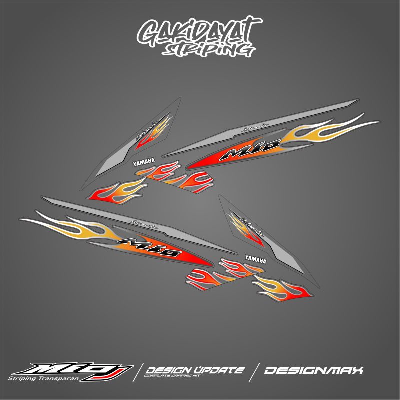 Jual Striping Mio j/GT motif api bahan transparan uv (sudah di gunting ...