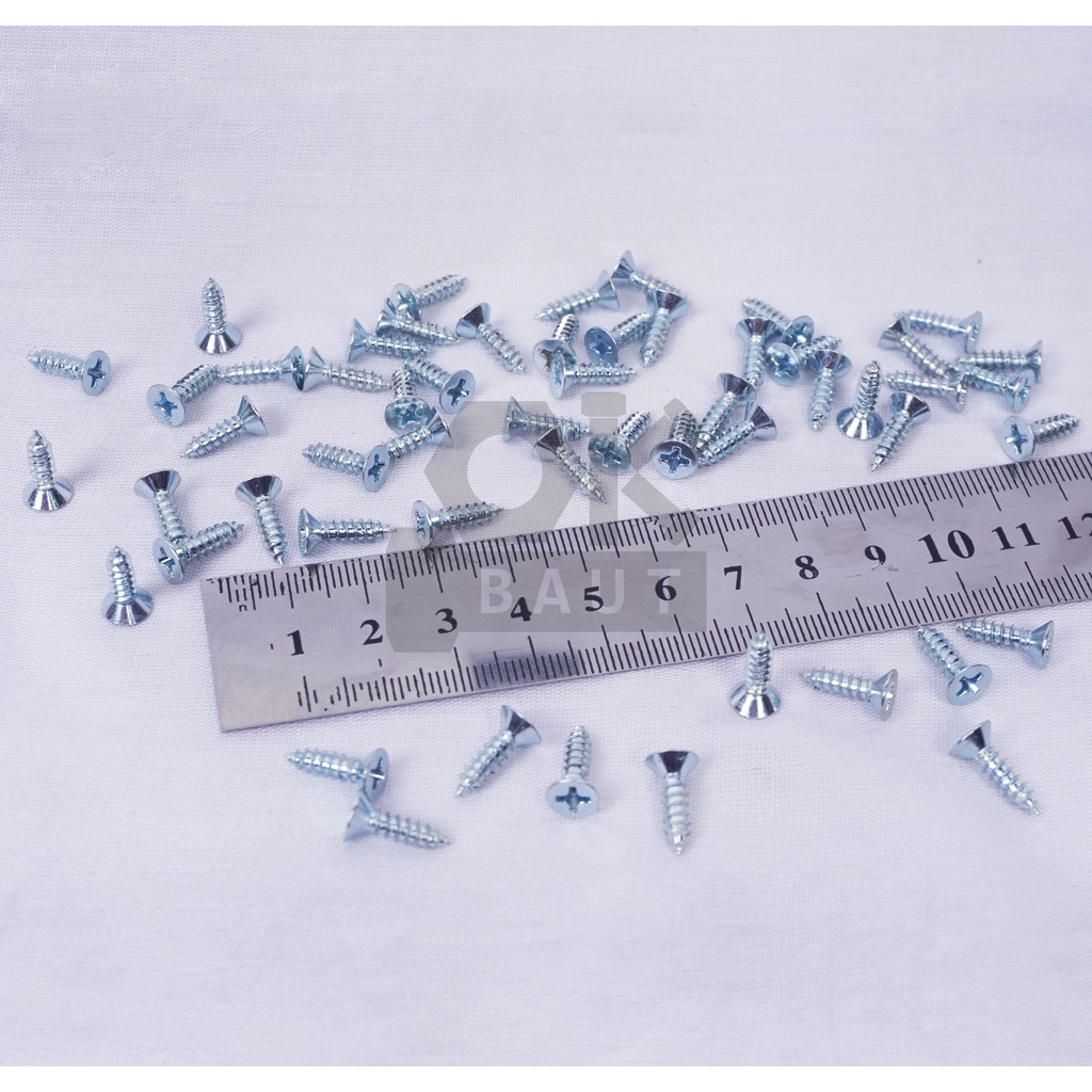 Jual 100 pc TAPPING JF 6x1/2 Sekrup Tapping FH Sekrup Kepala Rata ...
