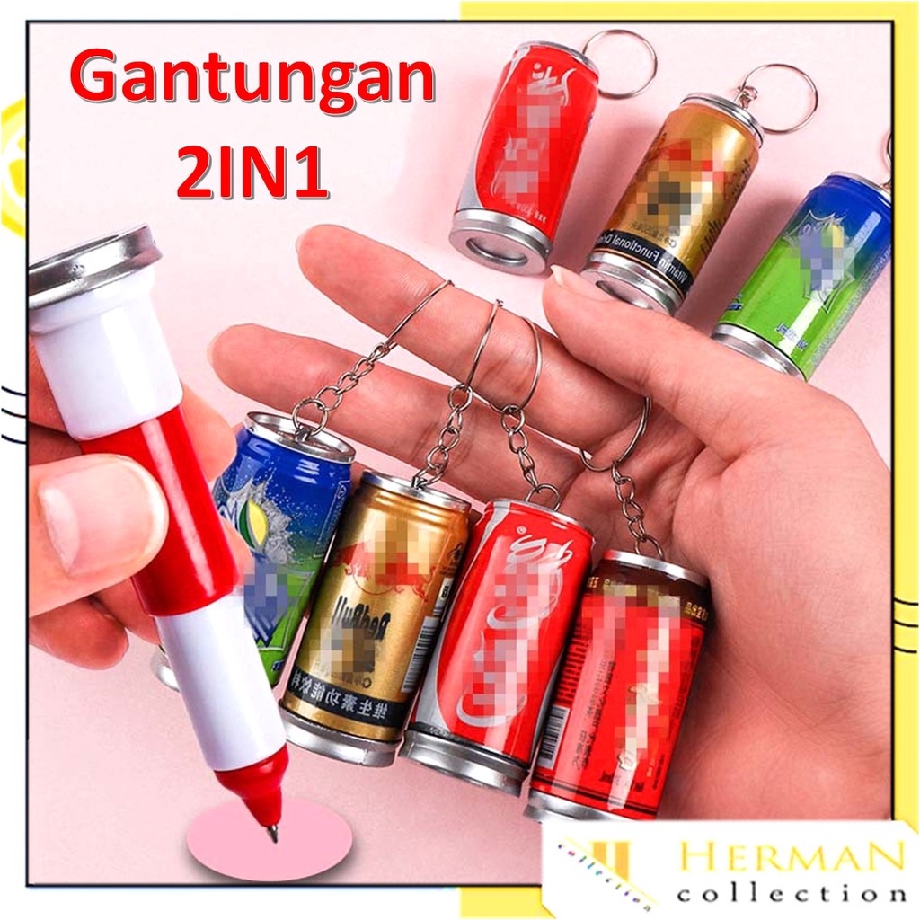 Jual Hc Gantungan Kunci Minuman Kaleng In Pena Bentuk Minuman Pulpen Botol Minuman Gantungan