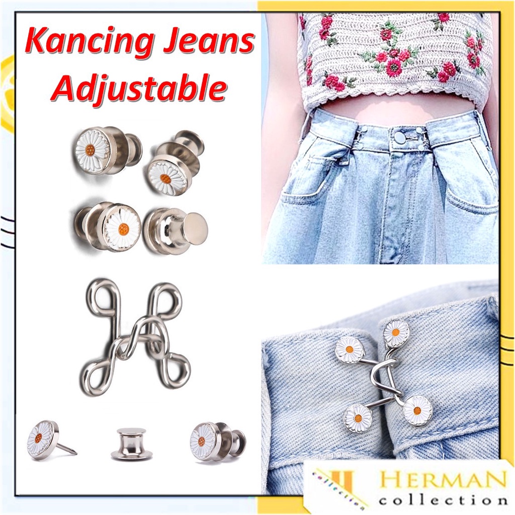 Jual Hc Kancing Jeans Logam Simple Adjustable Motif Bunga Daisy Kait Pengecil Lingkar Pinggang