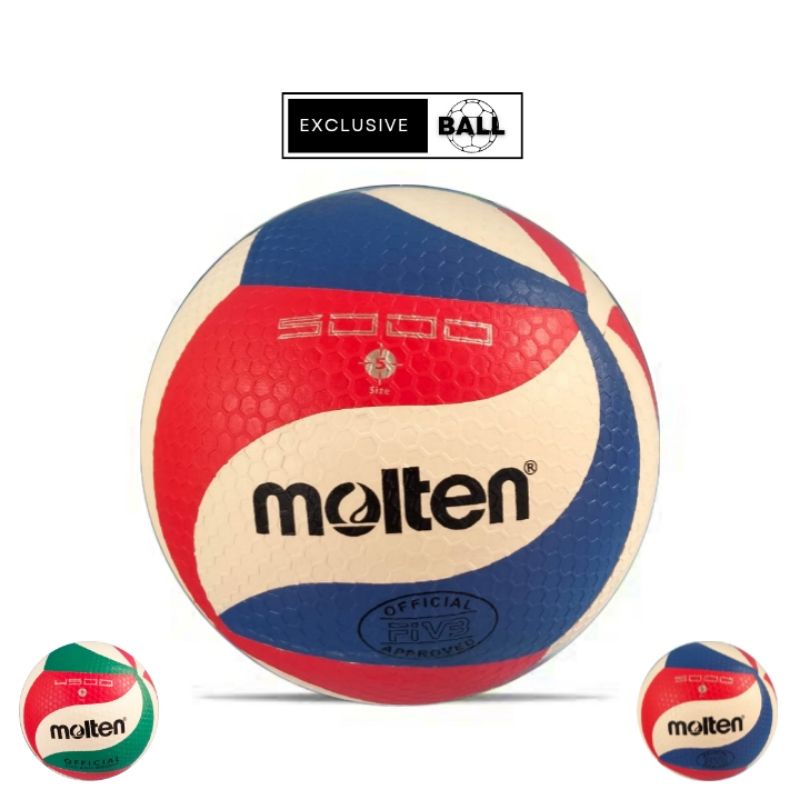 Molten V5M1800-L Volleyball - Ballon De Volley En Cuir Synthétique | Pour écoles Et Juniors | Cousu Main, Vessie Latex