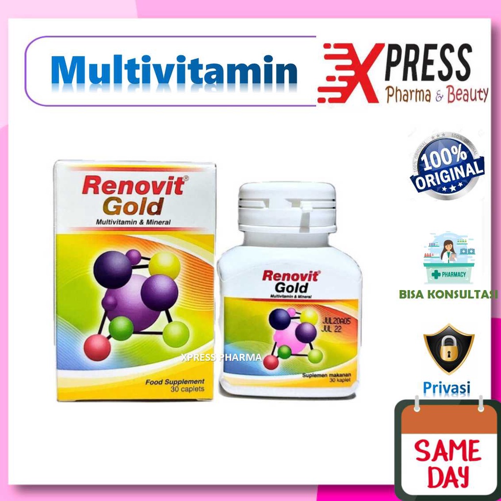 Jual ⚡XPRESS⚡ Renovit Gold isi 30 tablet c vitamin Botol Renofit ...