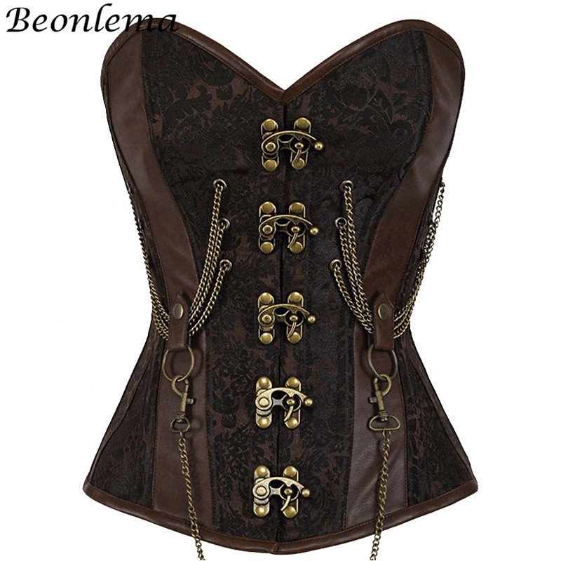 MJGkhiy Korsett Damen - Vintage Bustier Mit Push-Up, Mittelalter & Steampunk Style Für Halloween & Karneval