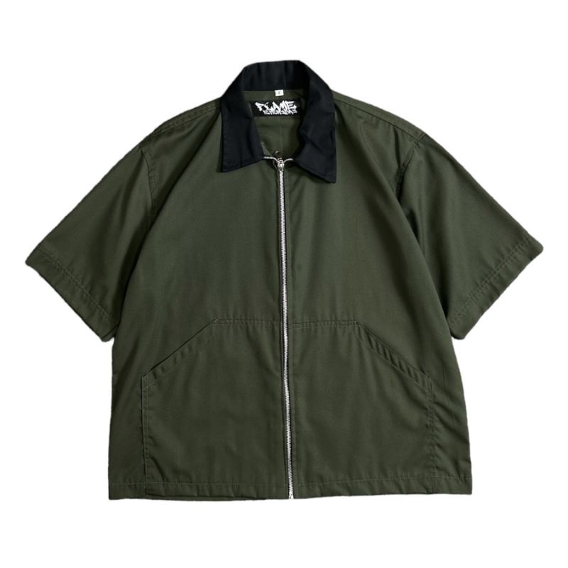 Jual Work Shirt Flame Everyday Zipper Olive Basic Oversize | Shopee ...