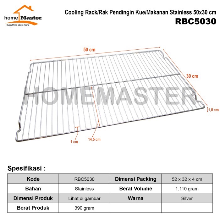 Jual Tatakan Cooling Rack/Rak Pendingin Kue/Makanan Stainless 50X30 Cm ...