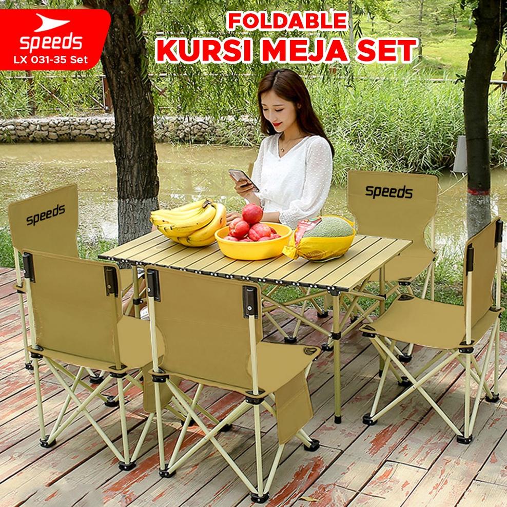 Jual SPEEDS Set Kursi Lipat Kursi Malas Folding Chair Fold Table Meja Camping Memancing Piknik ...