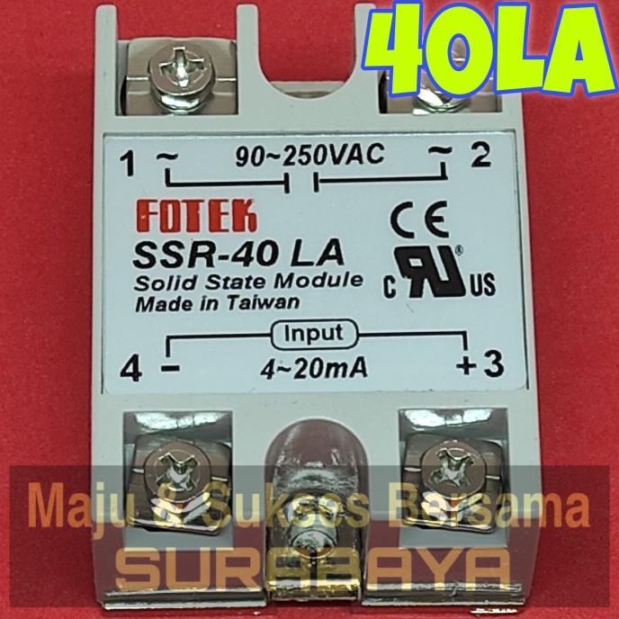 Jual SSR-40LA DC 4-20mA to 90-250VAC 40A Solid State Relay Module FOTEK ...