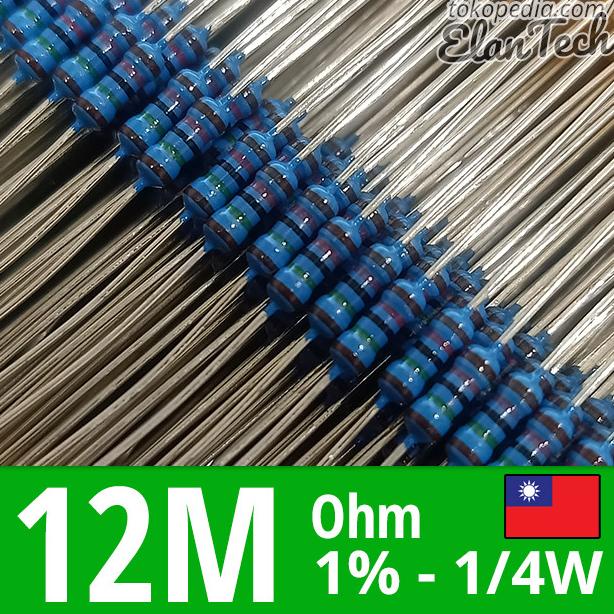 Jual Resistor 12M 1/4W 1% 0.25W 1/4 W 12 Mega Ohm Standard Taiwan ...