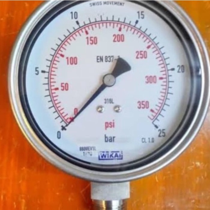 Jual Pressure Gauge Wika 4 Inch 0 25barpsi Full Ss Drat 12 Npt Bottom Shopee Indonesia 7814