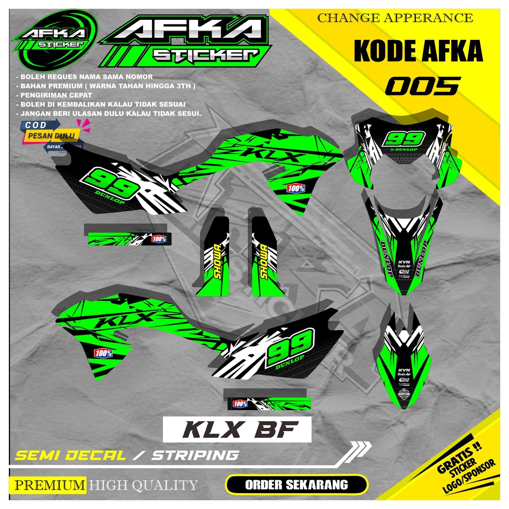 Jual Striping Sticker Variasi Motor Kawasaki Klx Bf Se Motif Racing Desain Terbaru Ak